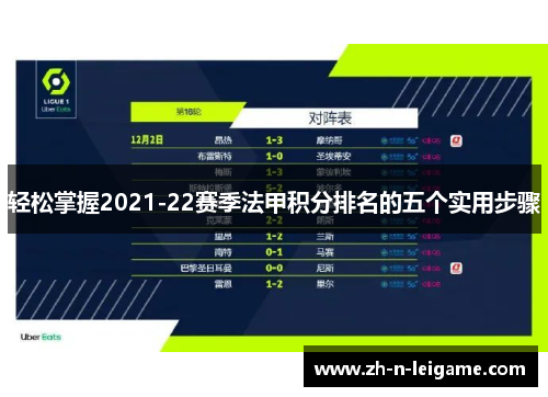 轻松掌握2021-22赛季法甲积分排名的五个实用步骤